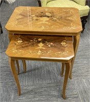 Inlaid Wood Nesting Tables
