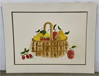 (RK) Artist Signed Fruit Watercolor Painting 34”