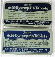 Rexall Acid-Dyspespsin Tablet Tins