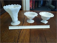 Milk Glass Vase Candy Dish 2