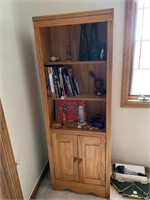 SOLID WOOD BOOKSHELF WITH CABINET ON BOTTOM