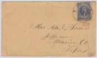 Confederate States Stamp Cover #2b tied by Miss