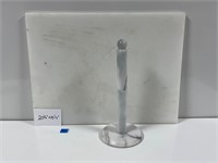 Cutting Board and Marble Paper Towel Holder