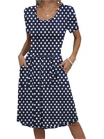P3328   Summer Casual Dress, Polka Dots-XL