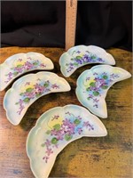 NORCREST WAVY CRESCENT FLORAL DISHES (7)