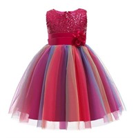 3T  Sz 3T HAWEE Flower Girls Sequin Dress Rainbow