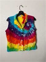 Vintage Tie Dye Button Up Top Shirt