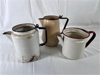 3 Enamel Tea Pots