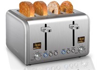 SEEDEEM 4 Slice Toaster, Stainless Steel Bread