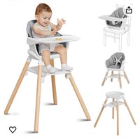 40 Wooden Baby High Chair, 11 in 1 Convertible