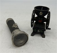 Vintage Flashlight, Cast Iron Coffee Grinder