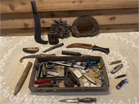 MISC COLLECTABLE LOT KNIVES/MARBLES ETC