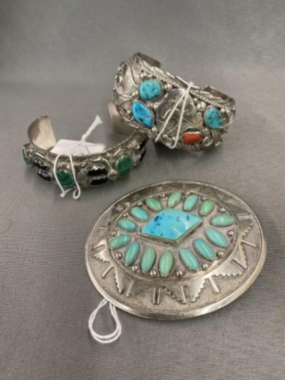 (3) Sterling Silver Turquoise Bracelets