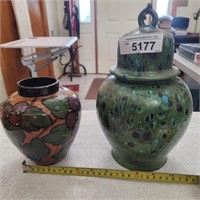 Vintage Pottery Urn & Vase Tallest approx 11"