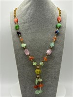 Italian Moonglow & Millefiori Glass Necklace