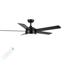 YUHAO 52 inch Black Ceiling Fan with Lights and Re