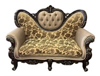 Ornate Tufted Upholstered Love Seat