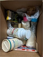 Lot of Bathroom Supplies, Bell, Jars, Dishes