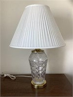Glass and brass table lamp