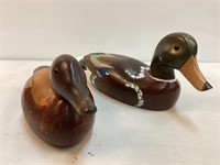 (2) Carved Wooden Hand Painted Ducks