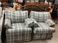 Pair Plaid Upholstered Chairs