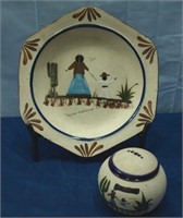 Mexican Pottery Plate & Covered Bowl