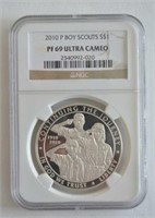 2010 NGC PF 69 Ultra Cameo Silver Boy Scouts $1