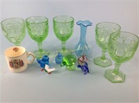 Green glass goblets, Alfred Meakin Elizabeth II
