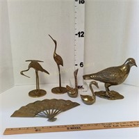 (6) Brass Birds w/ Fan