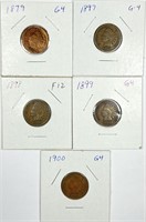 (5) Indian Head Cent Lot 1879,1897,1898,1899,1900