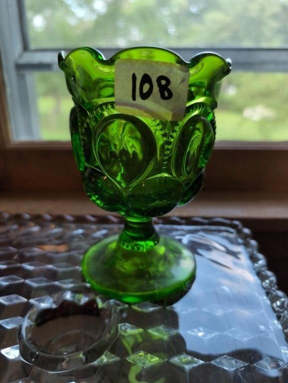 Moon and Stars  green goblet