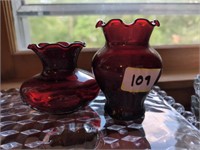 Anchor Hocking Ruby red small vases
