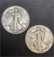Walking Liberty 1939 & 1944 Silver Half Dollars