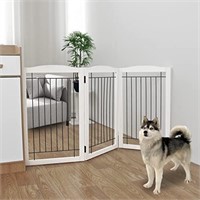 ZJSF Freestanding Foldable Dog Gate for House Extr