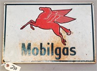 Rare Embossed Pegasus "Mobilgas" Metal Sign