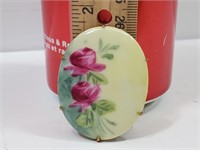 Antique Brooch Brass Back Hand Painted