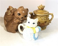 Vintage Cookie Jar Tea Pot Squirrel Kitty