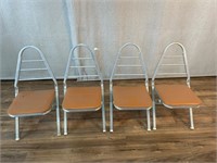 4pc Mid Century Children's Folding Chrome Chairs