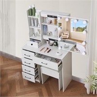 Vanity Desk with Lighted Mirror  5 Drawers