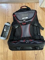 NRA Backpack Rolling Bag and Half Full Container