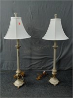 Pair Of Table Lamps W/ Shades - Powers Up