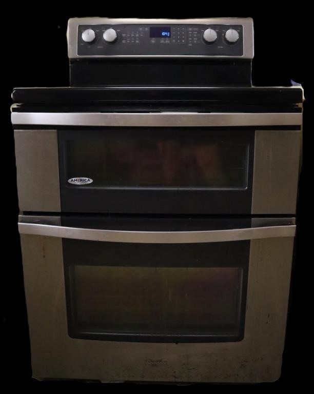 Whirlpool Dbl Oven w/ Glasstop Range - works