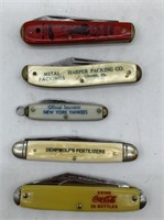 5 advertising pocket knives