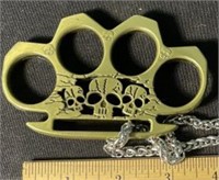 Skull Brass Knuckles With Chain