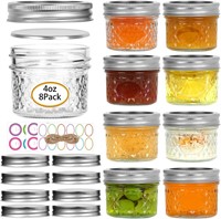 8 Pack 4oz Mini Mason Jars for Jelly  Honey