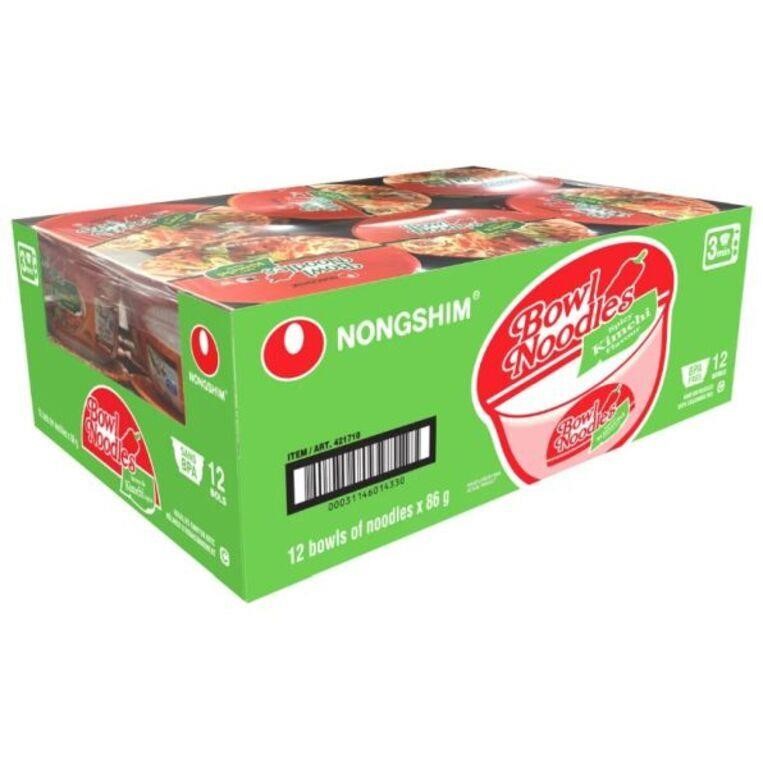 12-Pk Nongshim Bowl Noodle Soup, Spicy Kimchi,