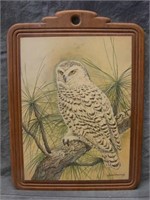 Small Owl Print Mounted on Wood