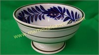 Vintage White& Flow Blue Footed Bowl