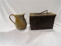 Vintage Metal Ammo Can Box &  Vintage Metal