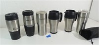 6 Travel Mugs, 5 used, 1 new